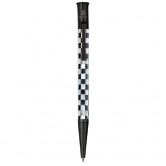 Checked - White Pearl - Black Pearl Signature Pen-Ruthenium plated-Visionary